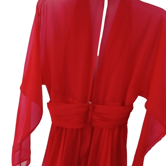 Vintage Farinae Red Rose Dress - Picture 12 of 14